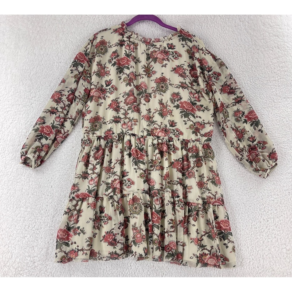 Wilfred Lamare Mini Dress Womens Size XXS‎ Ivory Floral Long Sleeve Open Back